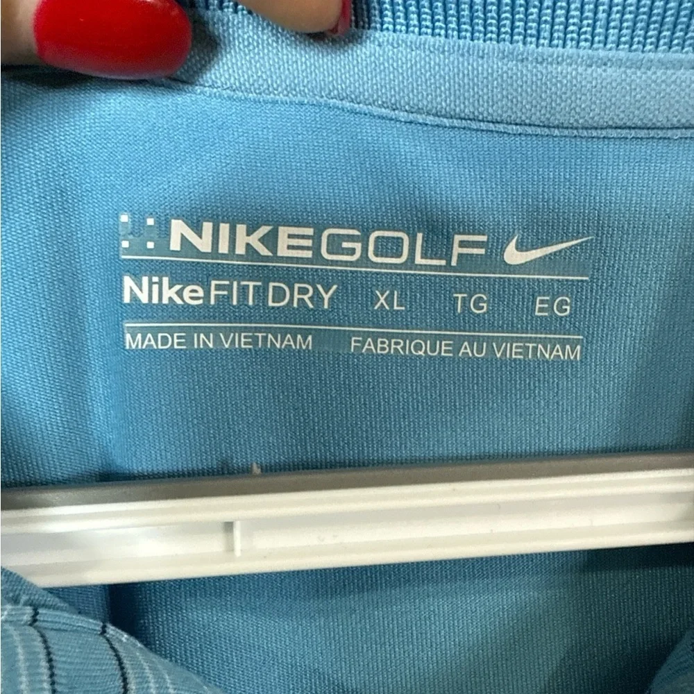 Nike Golf Fit Dry Blue Polo‎ Shirt with White Thin Classic Stripes XL​
